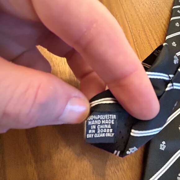 Men's Bibas Black and White Necktie with Crown Detail. - Picture 5 of 5